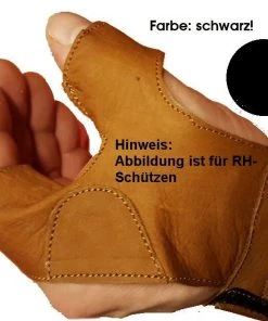 Shop-halona Bogenhandschuh Traditionell Leder F. LH Schützen Black.bulls Schwarz Fingerschutz