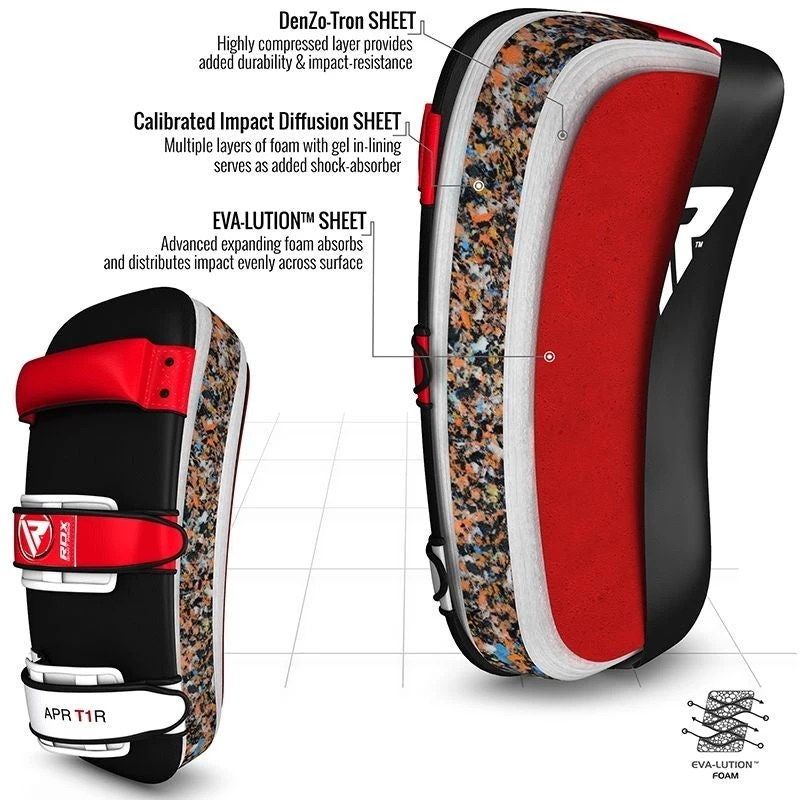 Shop-halona RDX T1 Curved Thai Kick Pad Schlagpolster Kampfsport Unterarm Rot Outdoor - Fitness 5 Shop-halona RDX T1 Curved Thai Kick Pad Schlagpolster Kampfsport Unterarm Rot Outdoor - Fitness