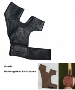 Shop-halona Bogenhandschuh Traditionell Leder F. LH Schützen Black.bulls Schwarz Fingerschutz