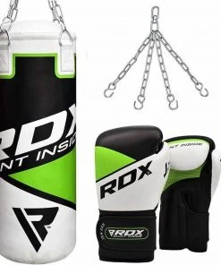 Boxsack 2FT Punch Bag Green Mit Boxhandschuhen Von RDX Outdoor - Fitness