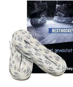 Shop-halona Schnürsenkel Hockey Gewachst Weiß/blau 84-130" HTX3 F. Schlittschuhe