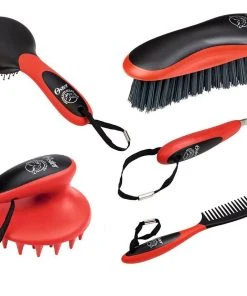 Shop-halona Oster Pferdeputzset 5tlg. Schwarz/rot
