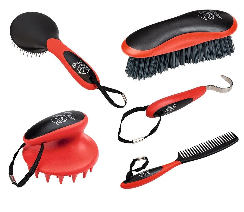 Shop-halona Oster Pferdeputzset 5tlg. Schwarz/rot 2 Shop-halona Oster Pferdeputzset 5tlg. Schwarz/rot