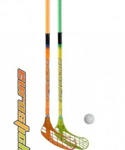 Shop-halona 2x Floorballschläger Junior 85 Cm Orange / Grün Eurostick Force One Mit Ball