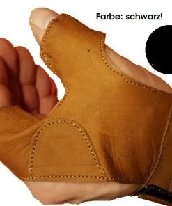 Shop-halona Bogenhandschuh Traditionell Leder F. RH Schützen Black.bulls Schwarz